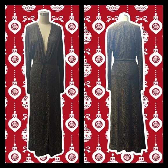 Reformation Metallic Black and Gold Maxi  Knit Dress Small - Picture 5 of 14